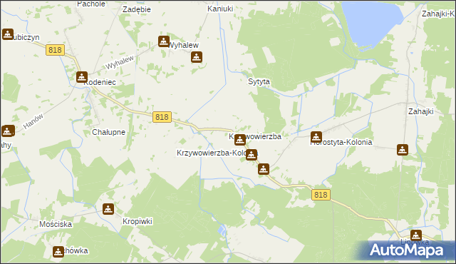 mapa Krzywowierzba, Krzywowierzba na mapie Targeo