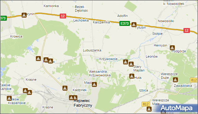 mapa Krzywowola, Krzywowola na mapie Targeo