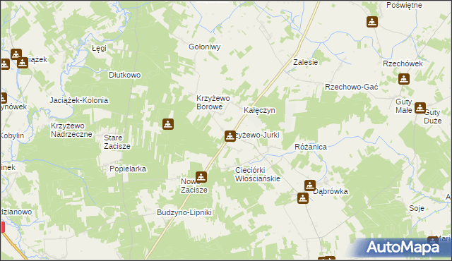 mapa Krzyżewo-Jurki, Krzyżewo-Jurki na mapie Targeo