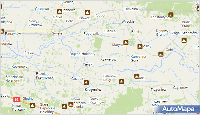 mapa Ksawerów gmina Kramsk, Ksawerów gmina Kramsk na mapie Targeo