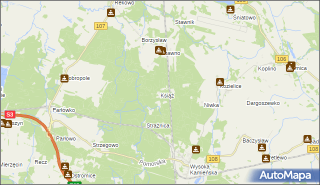 mapa Książ gmina Golczewo, Książ gmina Golczewo na mapie Targeo