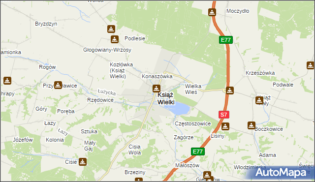 mapa Książ Wielki, Książ Wielki na mapie Targeo