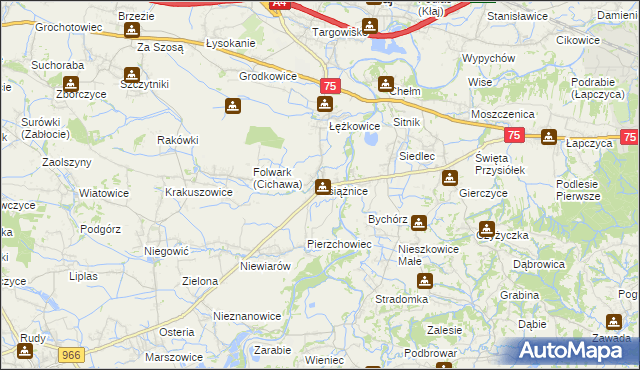 mapa Książnice gmina Gdów, Książnice gmina Gdów na mapie Targeo