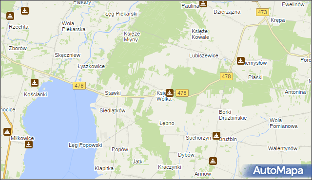 mapa Księża Wólka, Księża Wólka na mapie Targeo