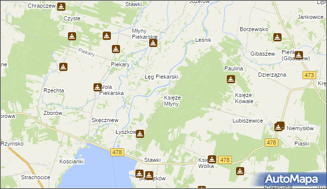 mapa Księże Młyny, Księże Młyny na mapie Targeo