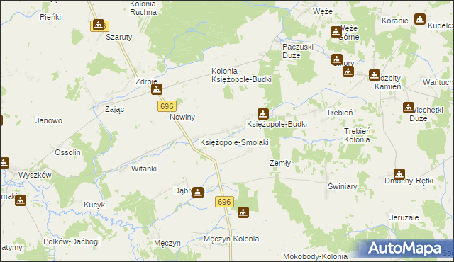 mapa Księżopole-Jałmużny, Księżopole-Jałmużny na mapie Targeo