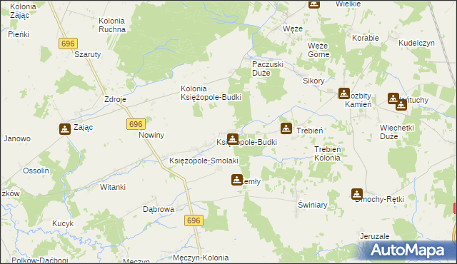 mapa Księżopole-Komory, Księżopole-Komory na mapie Targeo