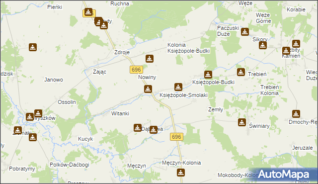 mapa Księżopole-Smolaki, Księżopole-Smolaki na mapie Targeo