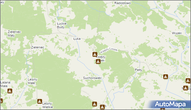 mapa Księży Lasek, Księży Lasek na mapie Targeo