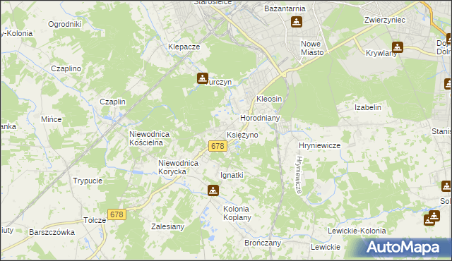 mapa Księżyno, Księżyno na mapie Targeo