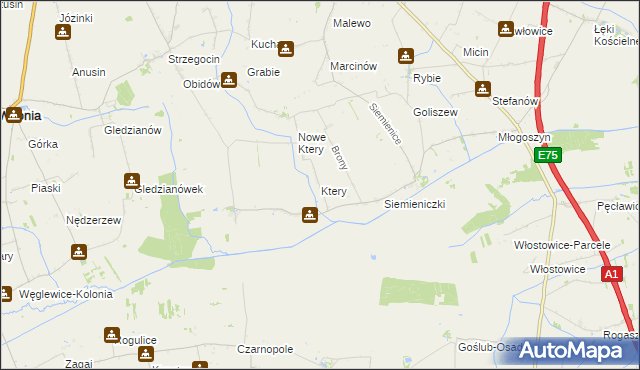 mapa Ktery, Ktery na mapie Targeo