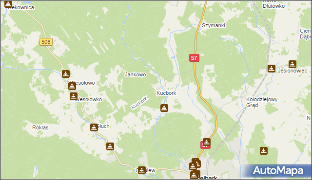 mapa Kucbork, Kucbork na mapie Targeo