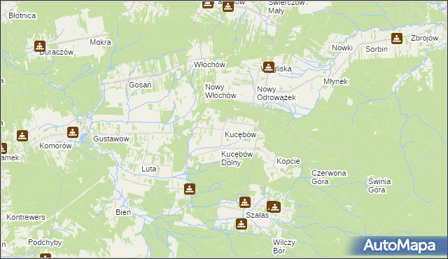 mapa Kucębów, Kucębów na mapie Targeo