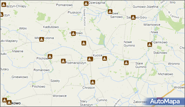 mapa Kucice, Kucice na mapie Targeo