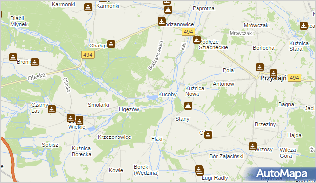 mapa Kucoby, Kucoby na mapie Targeo