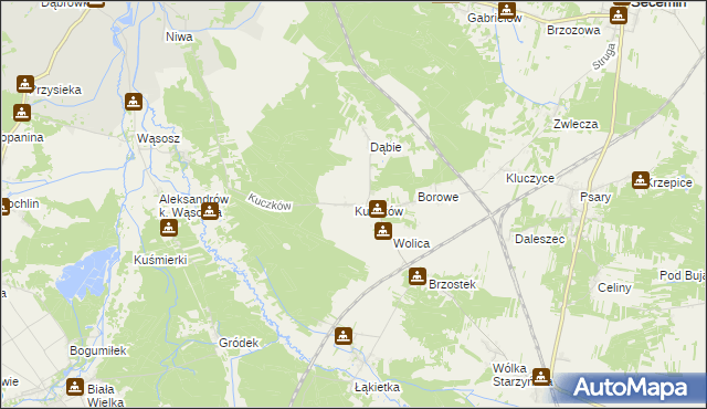 mapa Kuczków gmina Secemin, Kuczków gmina Secemin na mapie Targeo