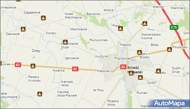 mapa Kuczyna gmina Brześć Kujawski, Kuczyna gmina Brześć Kujawski na mapie Targeo