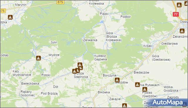 mapa Kudłacz Gajówka, Kudłacz Gajówka na mapie Targeo