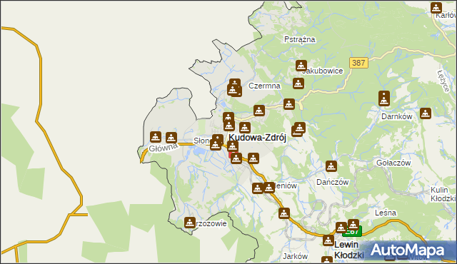 mapa Kudowa-Zdrój, Kudowa-Zdrój na mapie Targeo