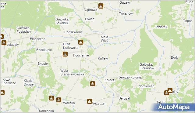 mapa Kuflew, Kuflew na mapie Targeo