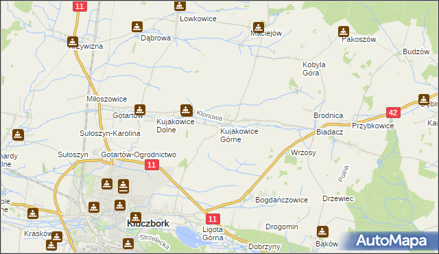 mapa Kujakowice Górne, Kujakowice Górne na mapie Targeo