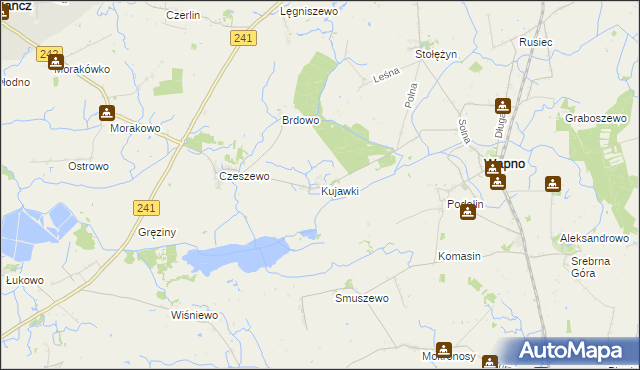 mapa Kujawki gmina Gołańcz, Kujawki gmina Gołańcz na mapie Targeo