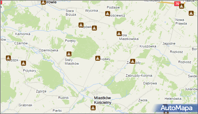 mapa Kujawy gmina Miastków Kościelny, Kujawy gmina Miastków Kościelny na mapie Targeo