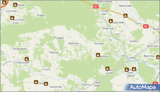 mapa Kukawki gmina Jadów, Kukawki gmina Jadów na mapie Targeo