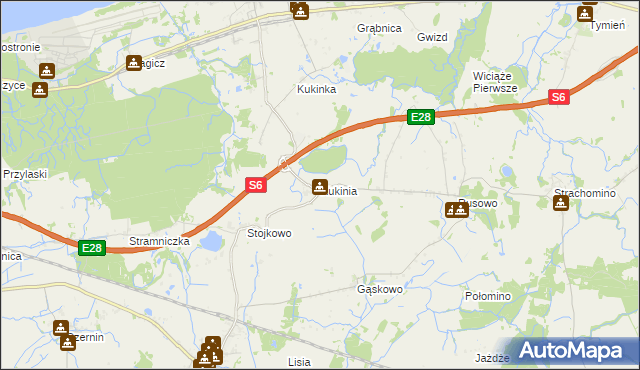 mapa Kukinia, Kukinia na mapie Targeo