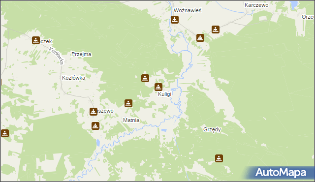 mapa Kuligi gmina Rajgród, Kuligi gmina Rajgród na mapie Targeo