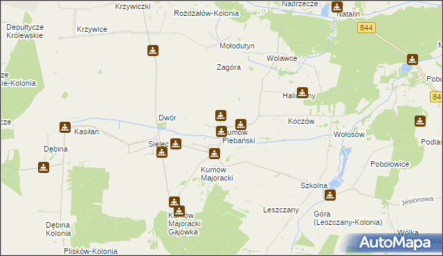 mapa Kumów Plebański, Kumów Plebański na mapie Targeo