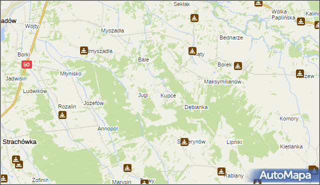 mapa Kupce, Kupce na mapie Targeo