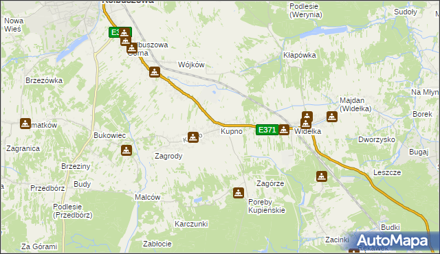 mapa Kupno gmina Kolbuszowa, Kupno gmina Kolbuszowa na mapie Targeo