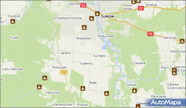 mapa Kurnędz, Kurnędz na mapie Targeo