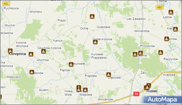 mapa Kurówek Prądzewski, Kurówek Prądzewski na mapie Targeo