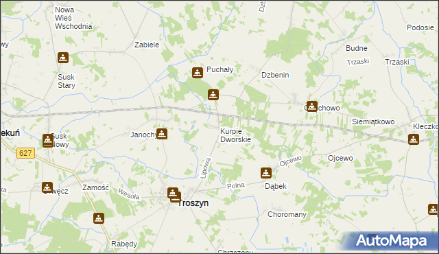 mapa Kurpie Dworskie, Kurpie Dworskie na mapie Targeo