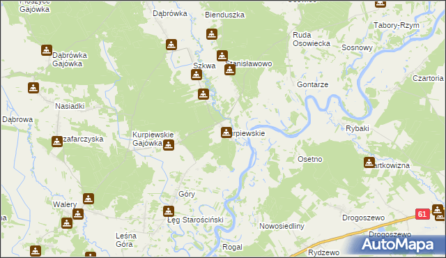 mapa Kurpiewskie, Kurpiewskie na mapie Targeo