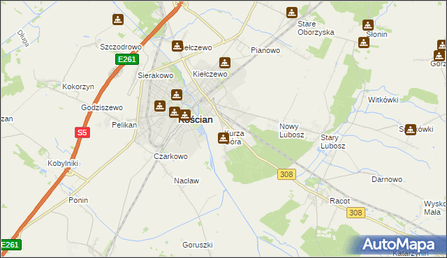 mapa Kurza Góra, Kurza Góra na mapie Targeo