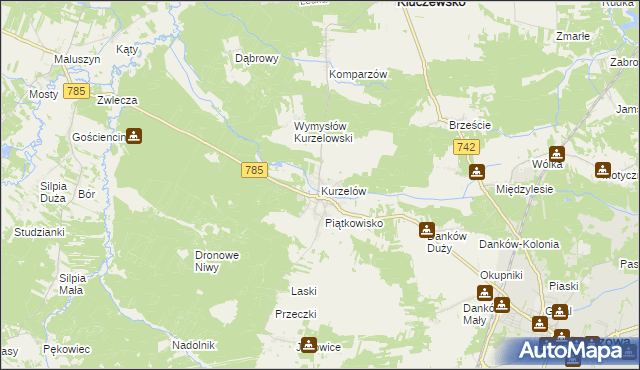 mapa Kurzelów, Kurzelów na mapie Targeo