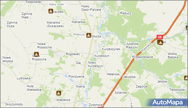 mapa Kurzeszyn, Kurzeszyn na mapie Targeo