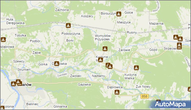 mapa Kurzyna Mała, Kurzyna Mała na mapie Targeo
