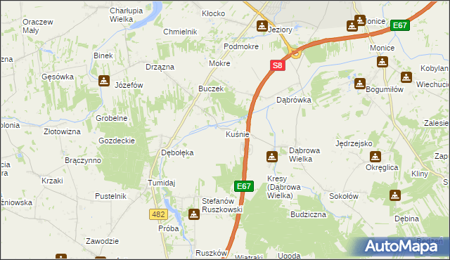 mapa Kuśnie, Kuśnie na mapie Targeo