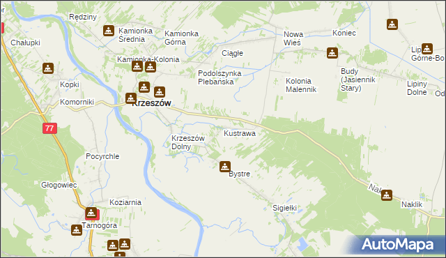 mapa Kustrawa, Kustrawa na mapie Targeo