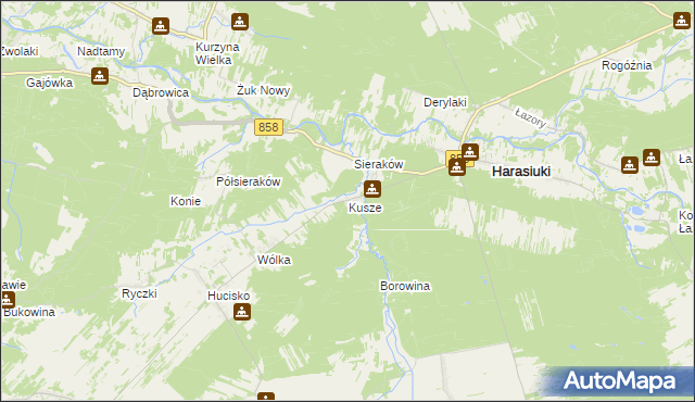 mapa Kusze, Kusze na mapie Targeo