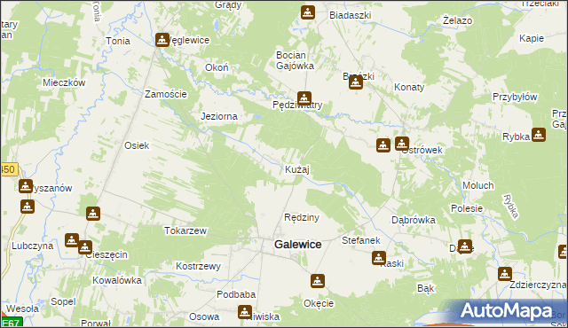 mapa Kużaj, Kużaj na mapie Targeo