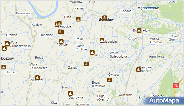 mapa Kuzie gmina Bolesław, Kuzie gmina Bolesław na mapie Targeo