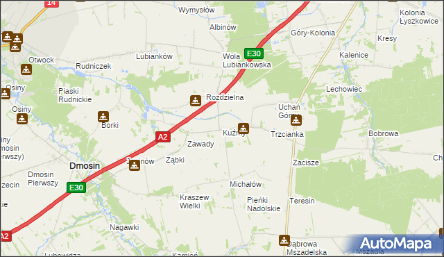 mapa Kuźmy gmina Dmosin, Kuźmy gmina Dmosin na mapie Targeo