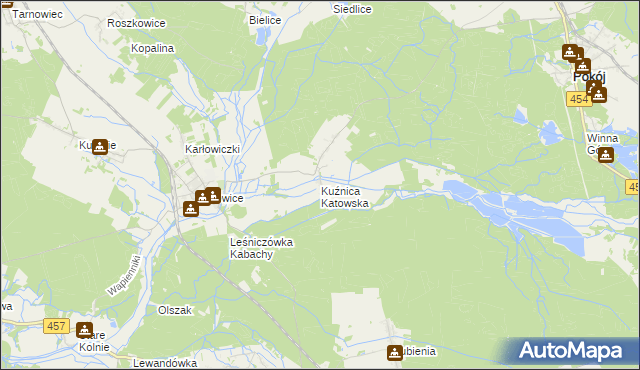 mapa Kuźnica Katowska, Kuźnica Katowska na mapie Targeo