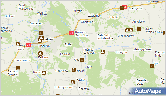 mapa Kuźnica Ługowska, Kuźnica Ługowska na mapie Targeo