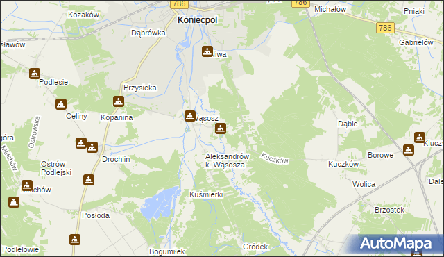 mapa Kuźnica Wąsowska, Kuźnica Wąsowska na mapie Targeo